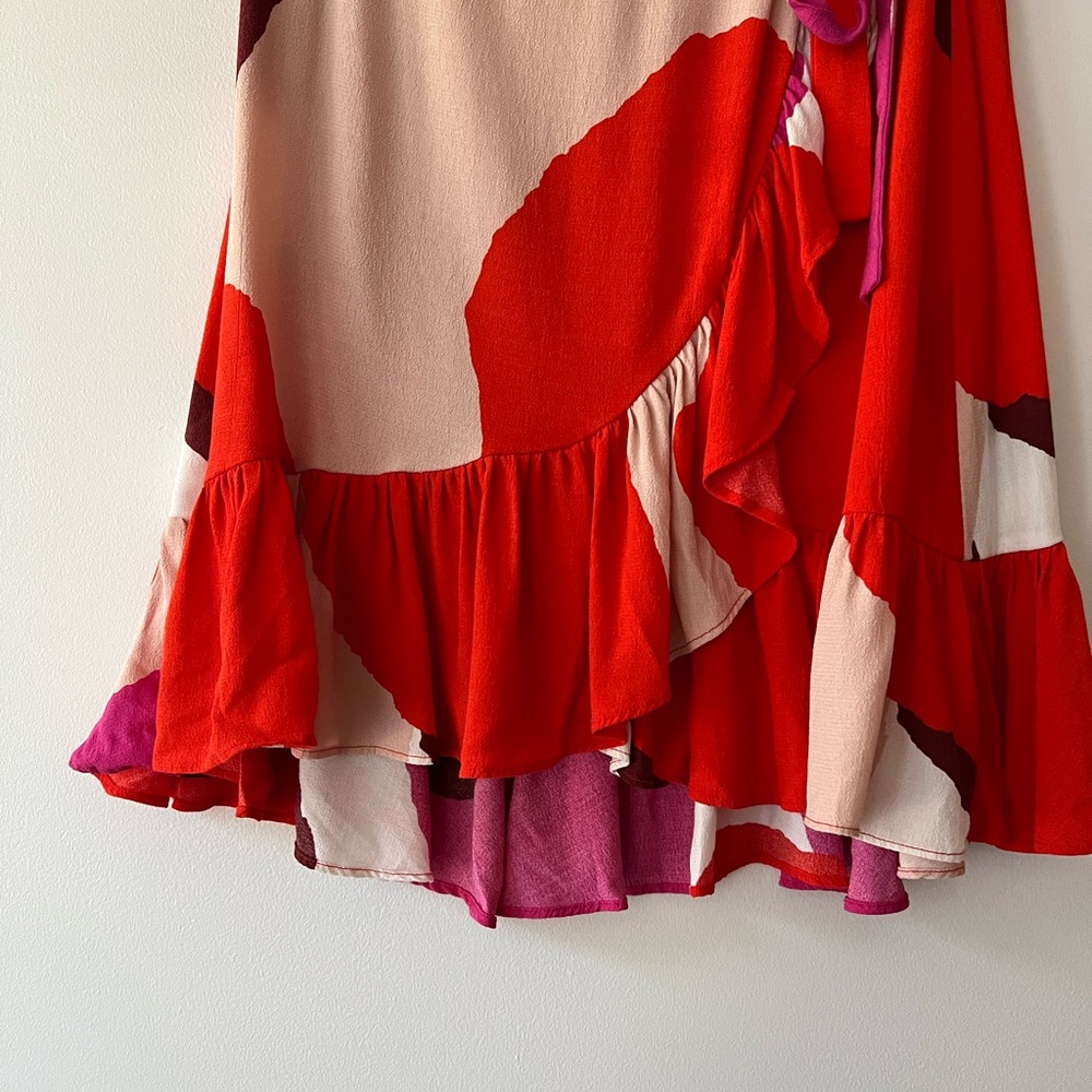 ZARA Wrap mini skirt abstract pink pattern - Picture 3 of 4